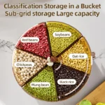 Home and Kitchen Clear Organization Plastic 6-Grid Dry Food Storage Containers 360?? Rotating Rice Barrel Cereal Grain Dispensers - Image 3