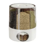 Home and Kitchen Clear Organization Plastic 6-Grid Dry Food Storage Containers 360?? Rotating Rice Barrel Cereal Grain Dispensers - Image 6