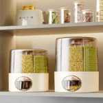 Home and Kitchen Clear Organization Plastic 6-Grid Dry Food Storage Containers 360?? Rotating Rice Barrel Cereal Grain Dispensers - Image 5